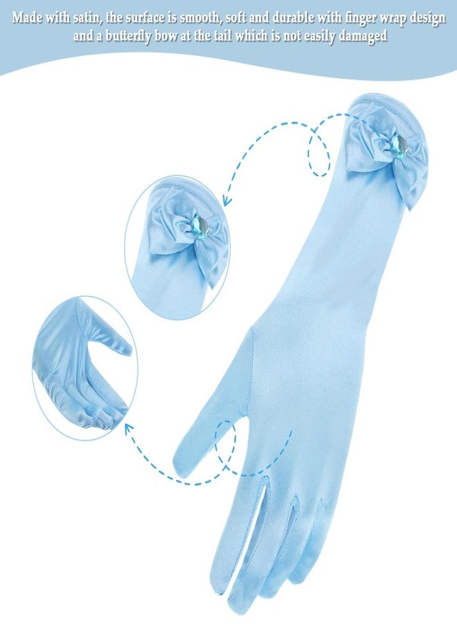 Zibuyu® Elegant Sky Blue Girls Gloves for Dress Up, Cosplay, and Parties Satin Long Princess Gloves with Butterfly Accent, Formal Banquet Accessories for Halloween, Weddings, and Stage Performances - Image 5